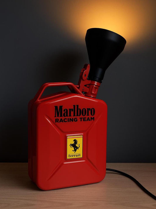 Retro Red Jerry Can Lamp with Vintage Bulb – Industrial Desk Light, Upcycled Home Decor, Garage or Man Cave Lighting, Unique Gift for Him