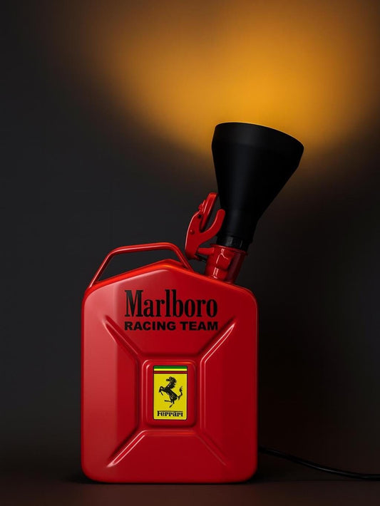 Retro Red Jerry Can Lamp with Vintage Bulb – Industrial Desk Light, Upcycled Home Decor, Garage or Man Cave Lighting, Unique Gift for Him