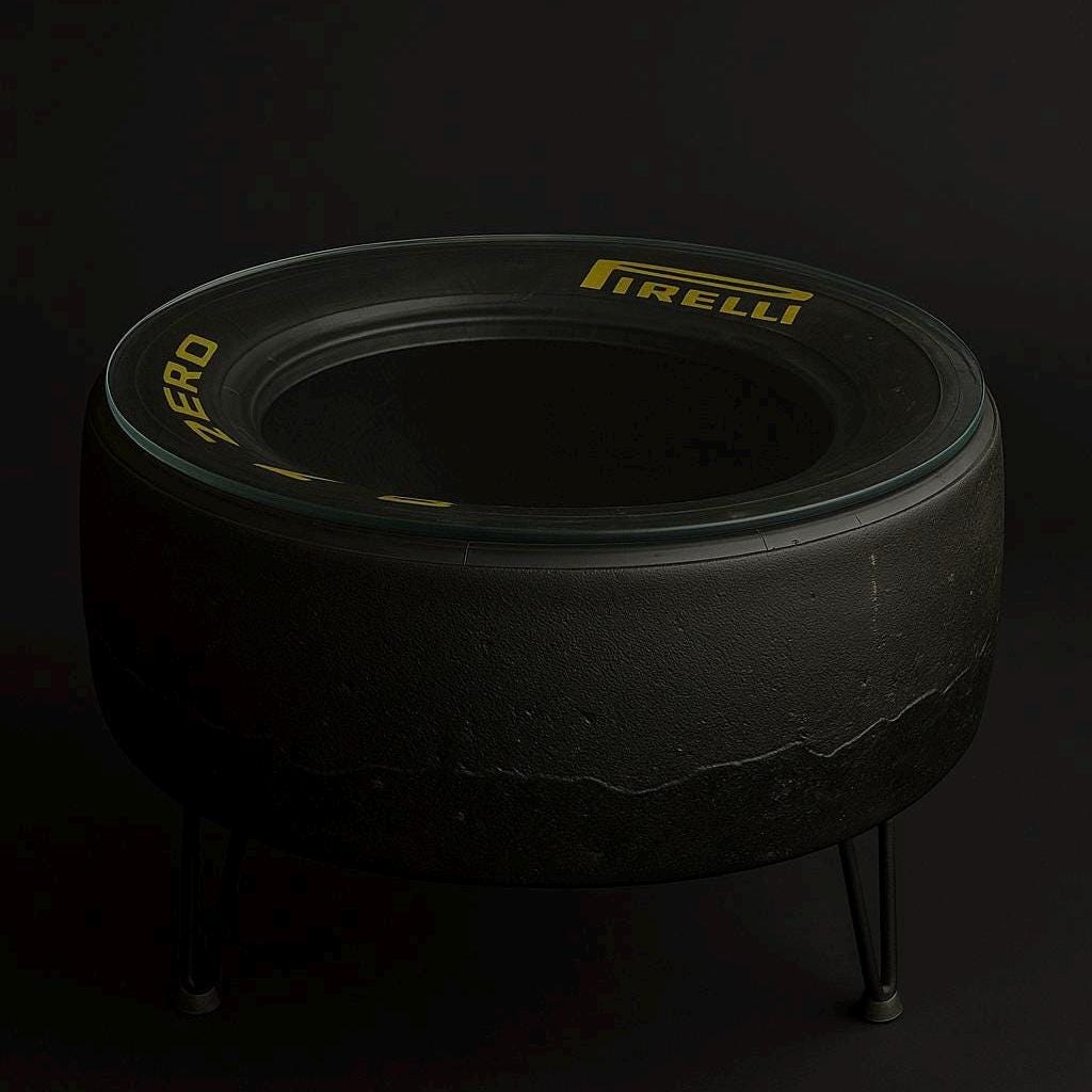 Racing Tyre Coffee Table | Handmade Car Rim Table for Man Cave, Garage Decor & Auto Enthusiasts | Unique Motorsport Furniture