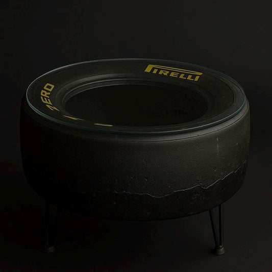 Racing Tyre Coffee Table | Handmade Car Rim Table for Man Cave, Garage Decor & Auto Enthusiasts | Unique Motorsport Furniture