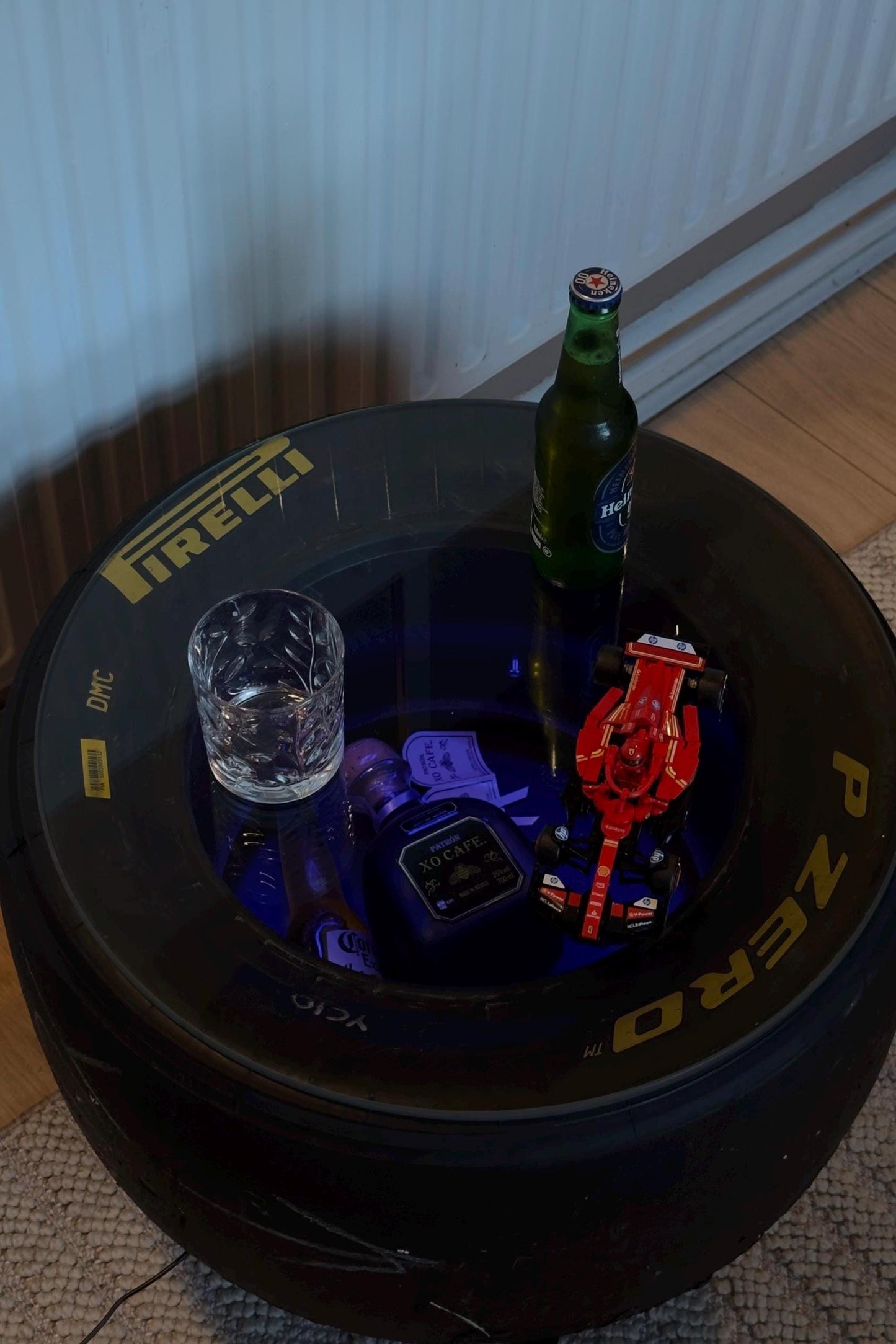 Racing Tyre Coffee Table | Handmade Car Rim Table for Man Cave, Garage Decor & Auto Enthusiasts | Unique Motorsport Furniture