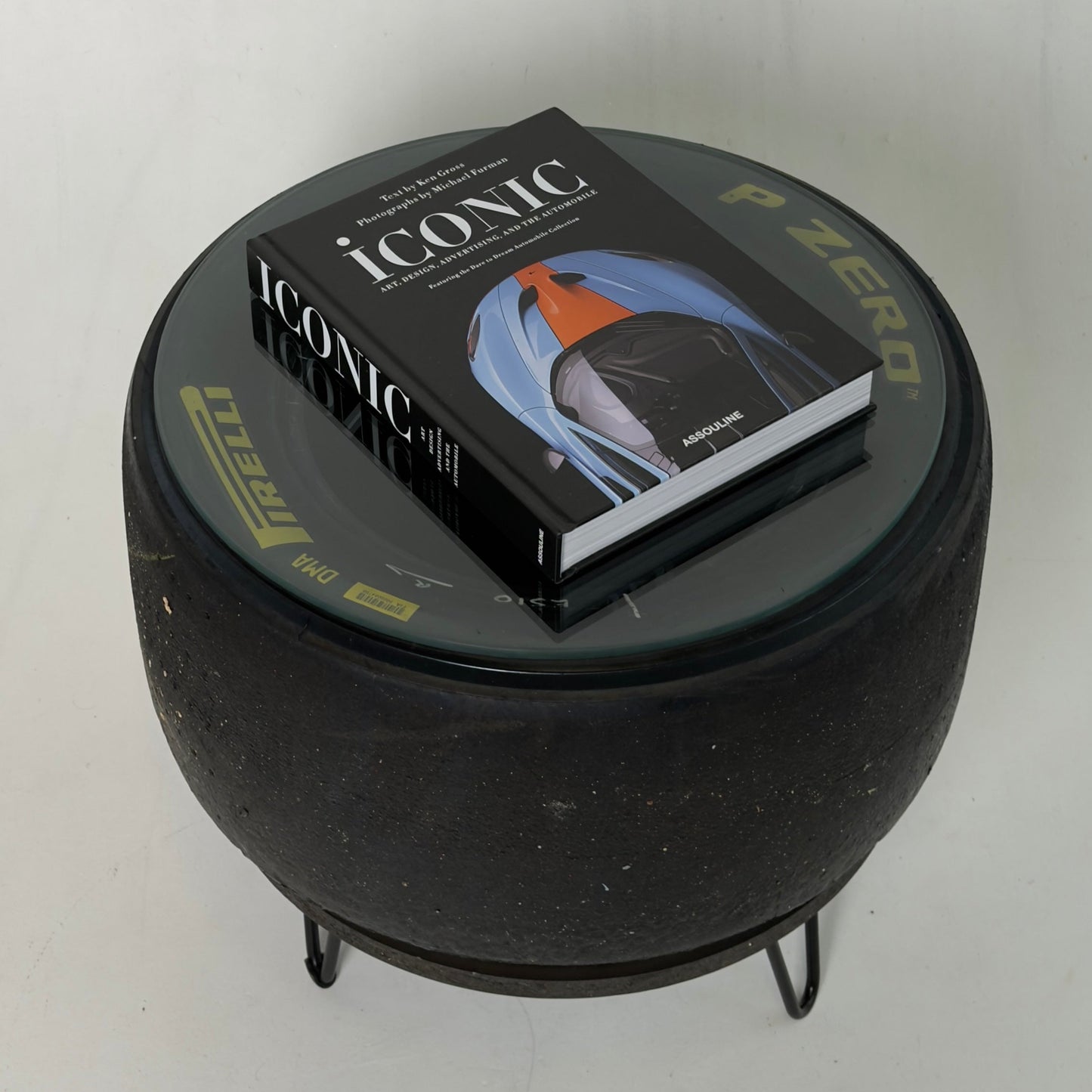 Racing Tyre Coffee Table | Handmade Car Rim Table for Man Cave, Garage Decor & Auto Enthusiasts | Unique Motorsport Furniture