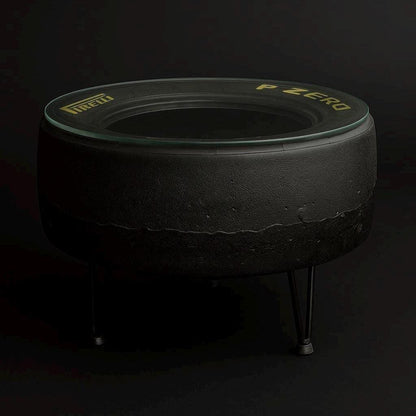 Racing Tyre Coffee Table | Handmade Car Rim Table for Man Cave, Garage Decor & Auto Enthusiasts | Unique Motorsport Furniture