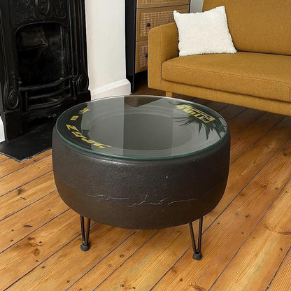 Racing Tyre Coffee Table | Handmade Car Rim Table for Man Cave, Garage Decor & Auto Enthusiasts | Unique Motorsport Furniture